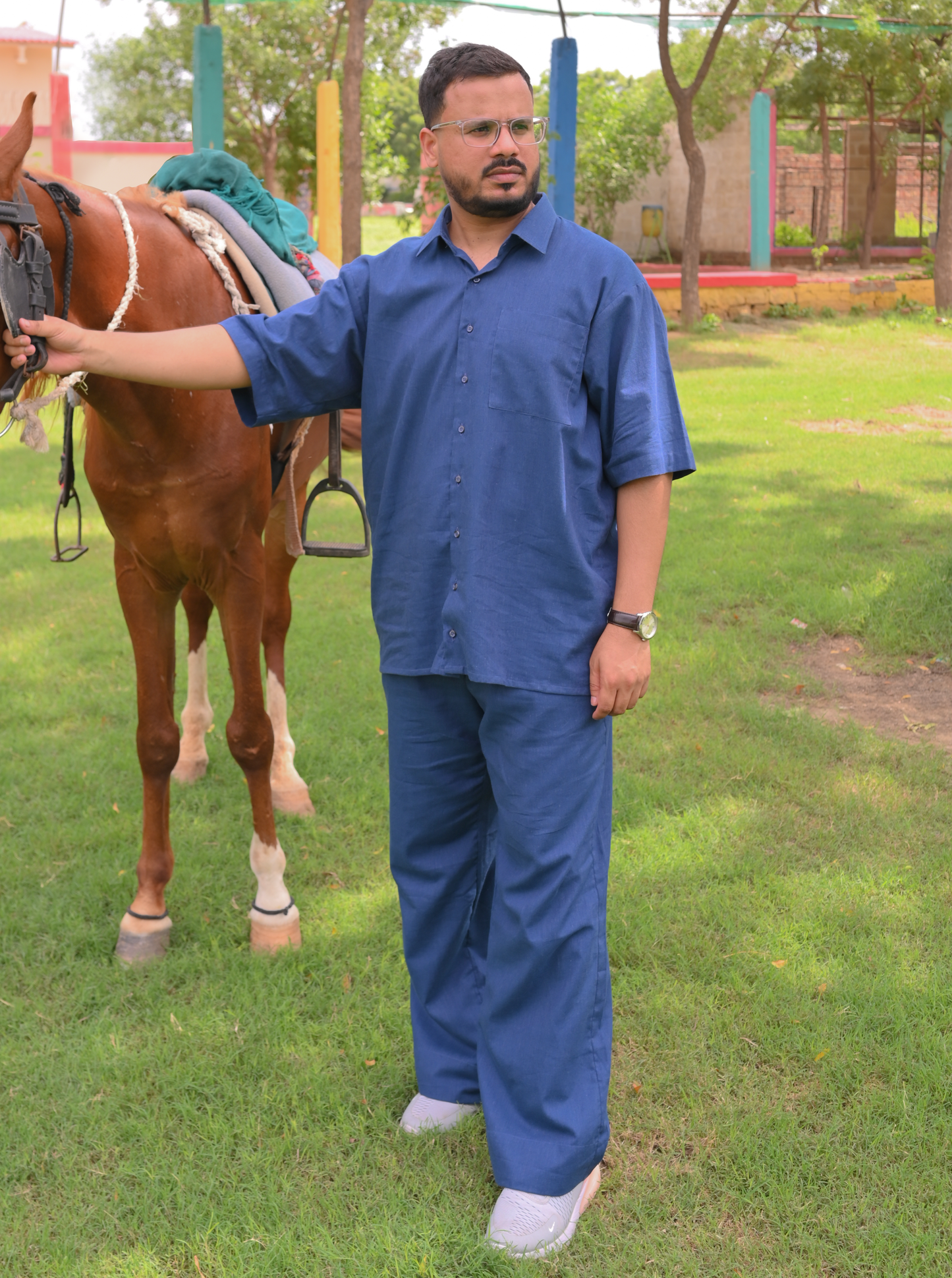 Essential Peacock Blue - Solid - Relaxed Fit Men's co-ord set