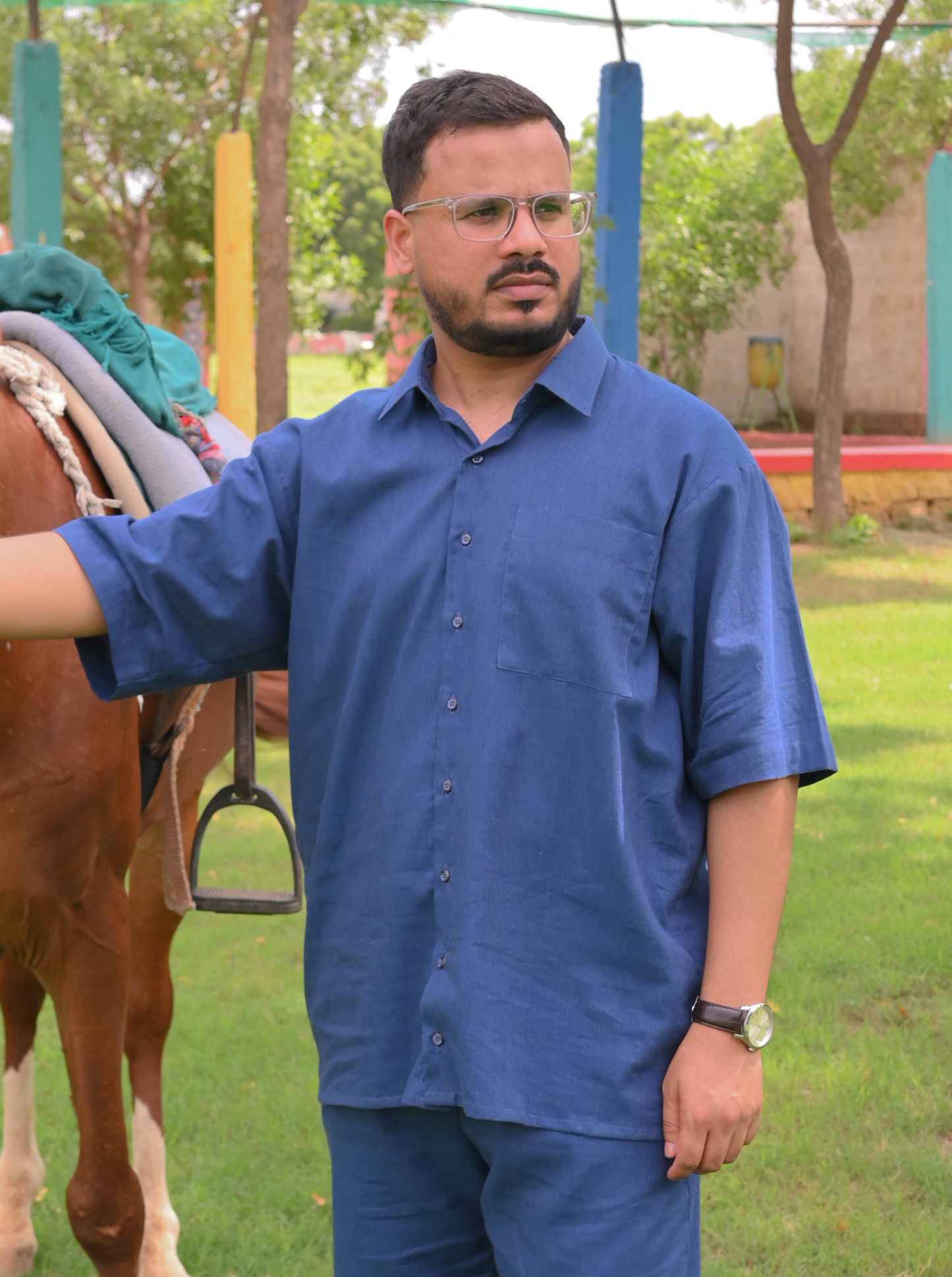 Essential Peacock Blue - Solid -  Relaxed Fit Men's co-ord set