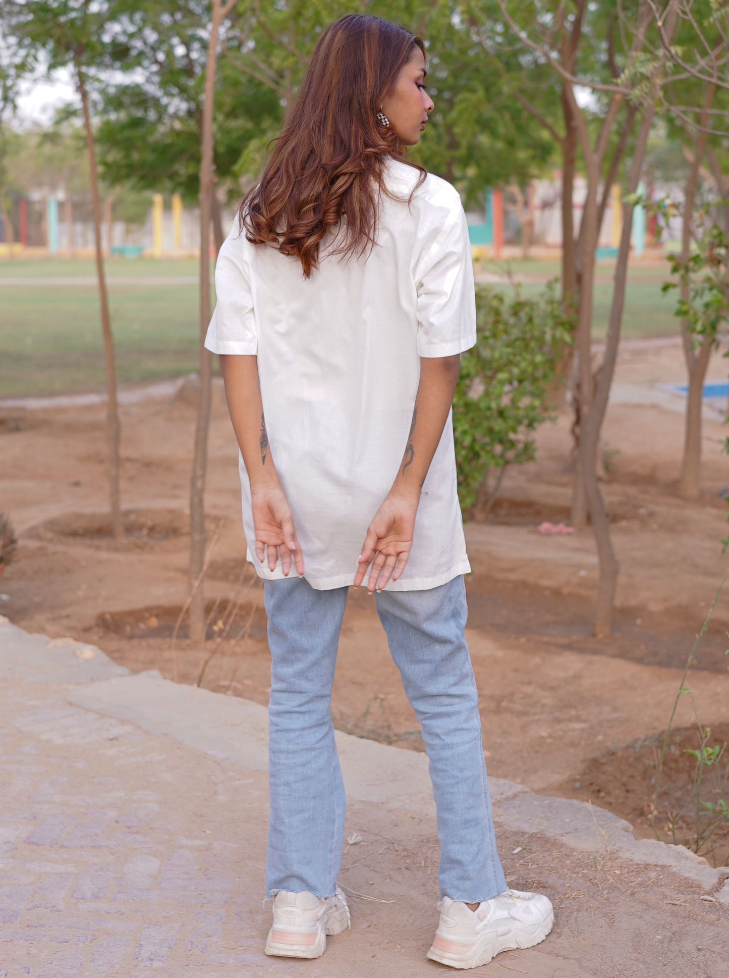Essential White - Solid - Half Sleeve Relaxed Fit Women's Shirt