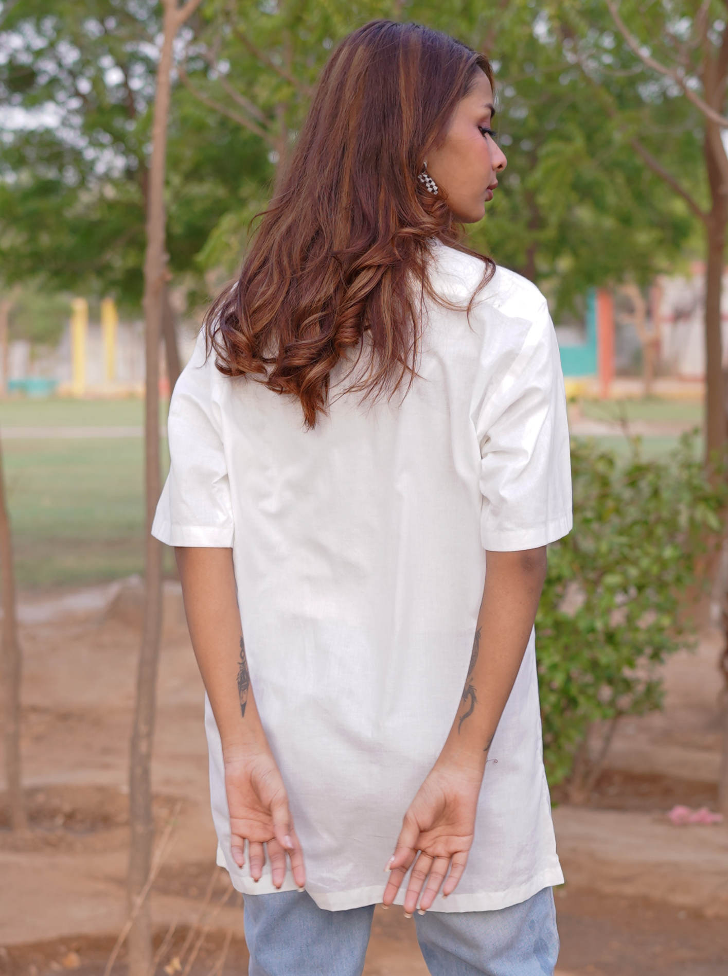 Essential White - Solid - Half Sleeve Relaxed Fit Women's Shirt