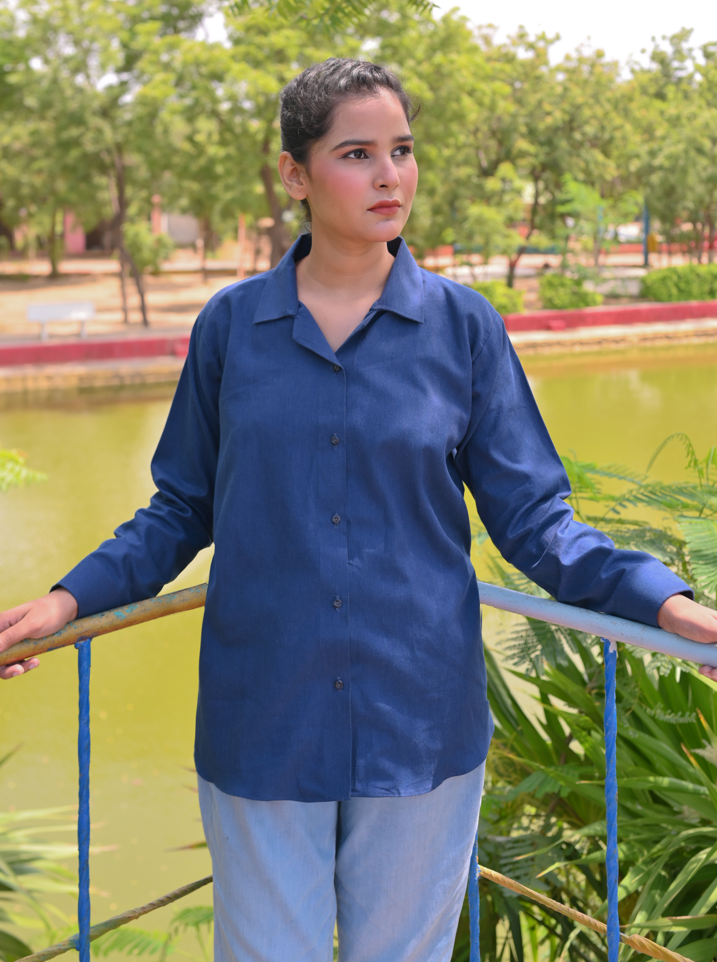 Essential Peacock Blue - Solid - Full Sleeve Relaxed Fit Women's Shirt
