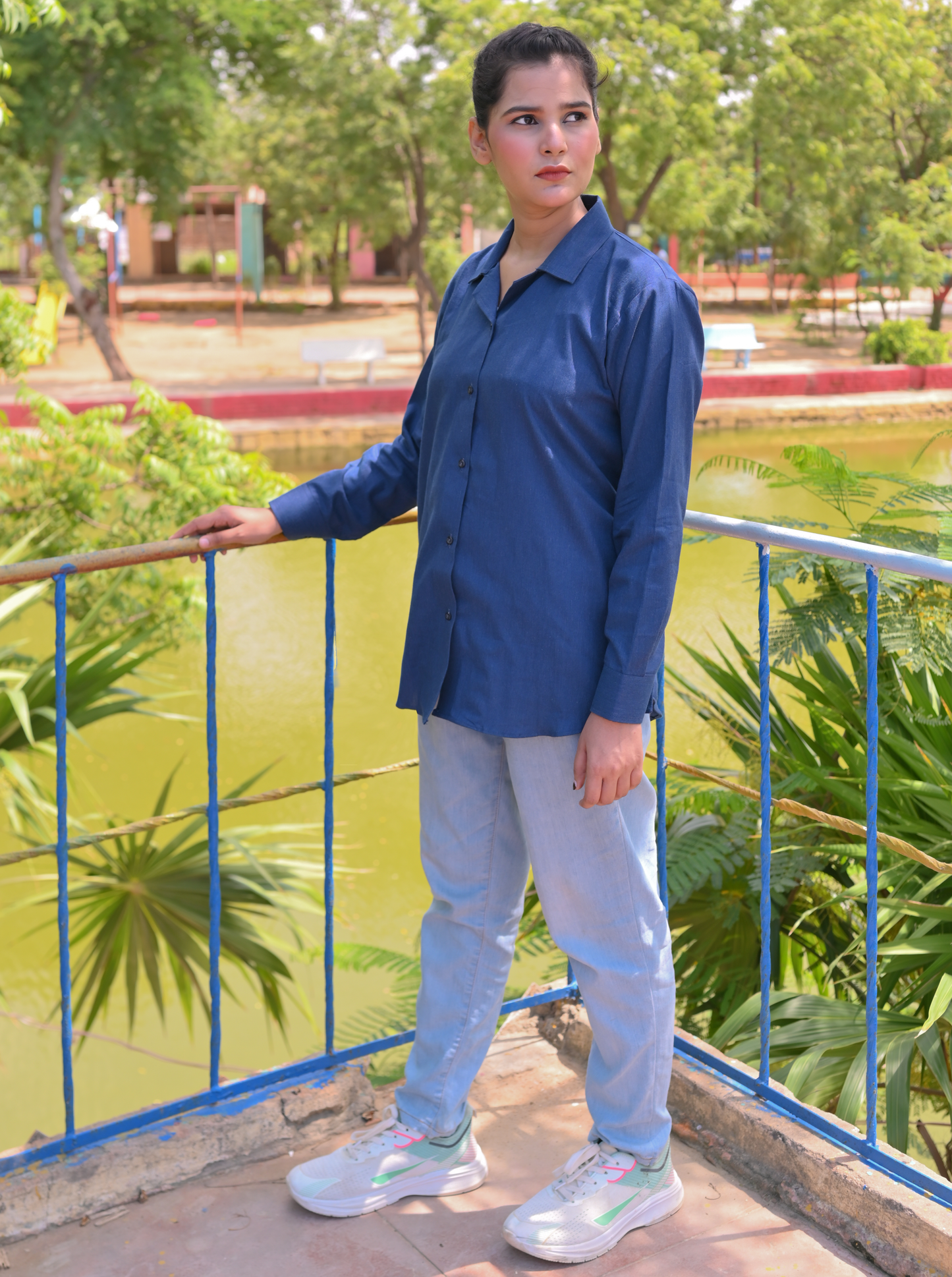 Essential Peacock Blue - Solid - Full Sleeve Relaxed Fit Women's Shirt