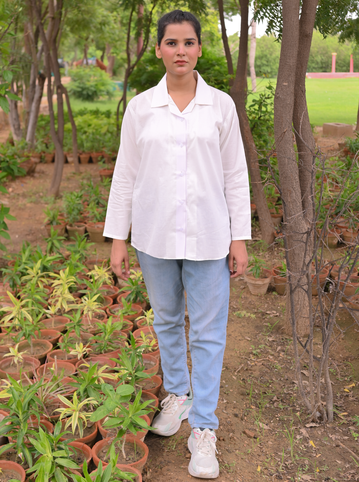 Essential White - Solid - Full Sleeve Relaxed Fit Women's Shirt