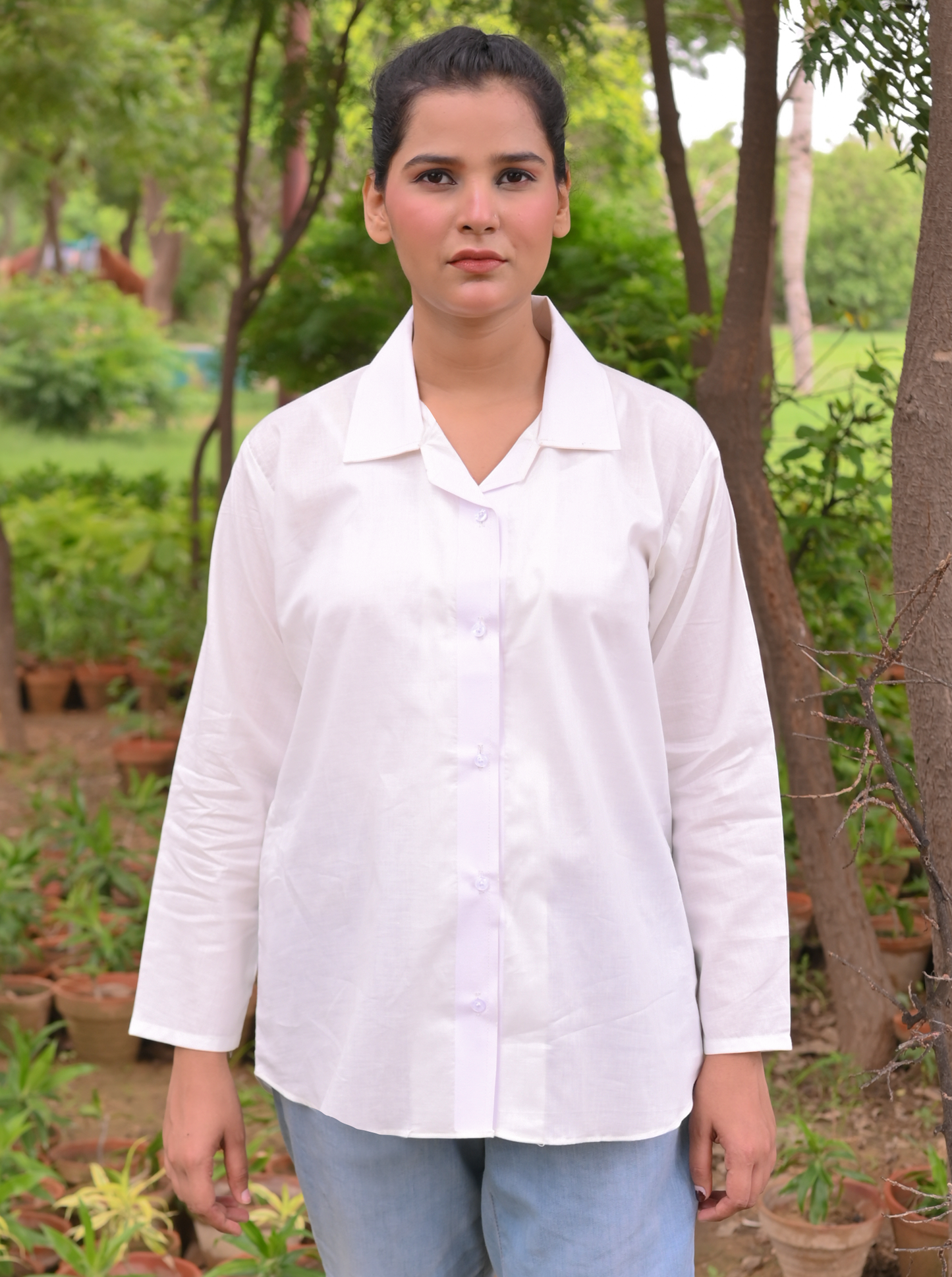 Essential White - Solid - Full Sleeve Relaxed Fit Women's Shirt