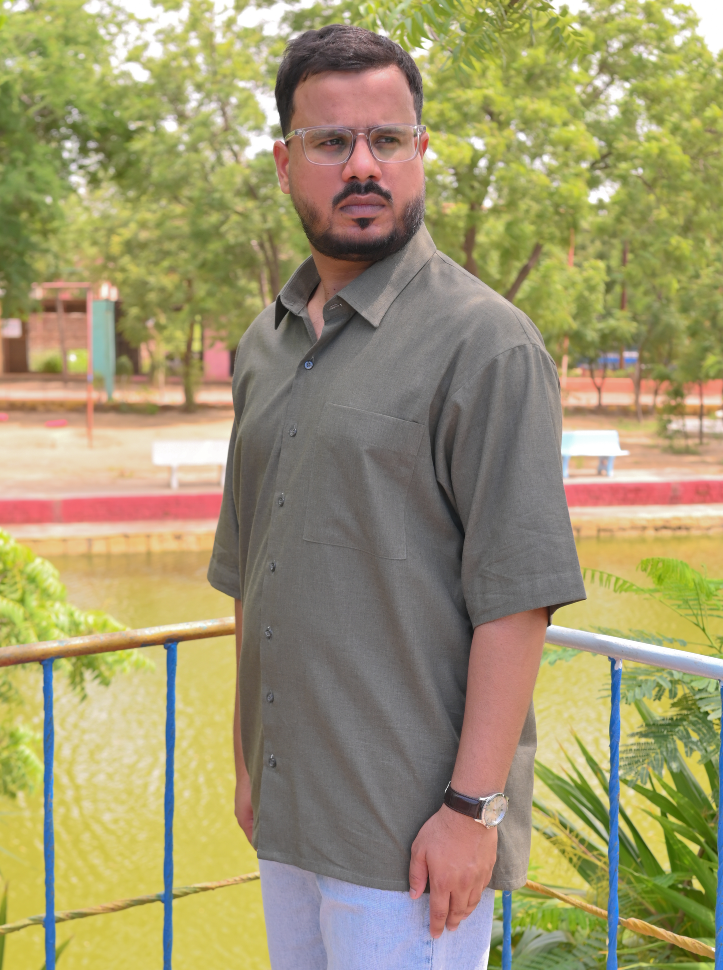 Essential Olive Brown - Solid - Relaxed Fit Men's Shirt