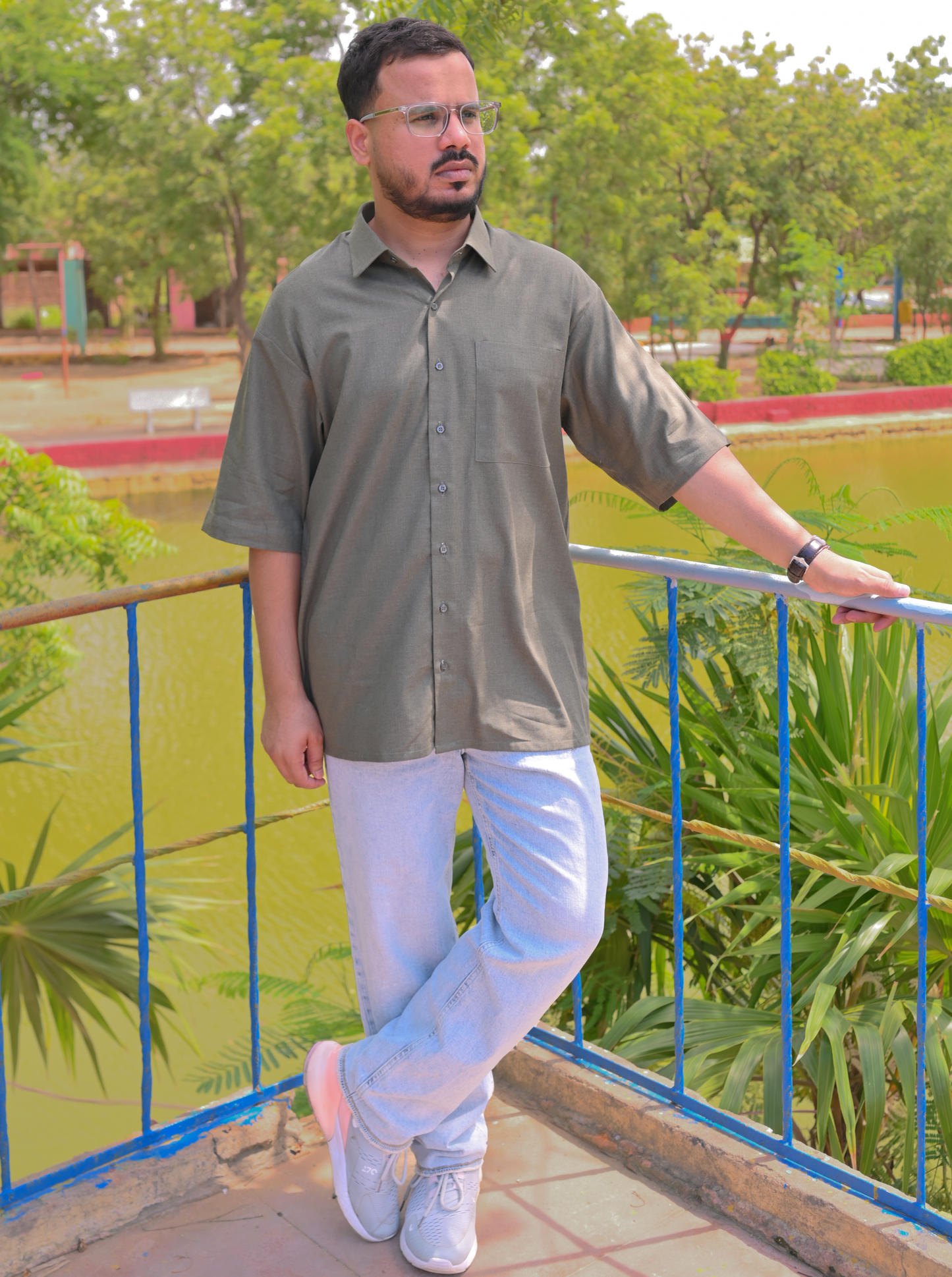 Essential Olive Brown - Solid - Relaxed Fit Men's Shirt