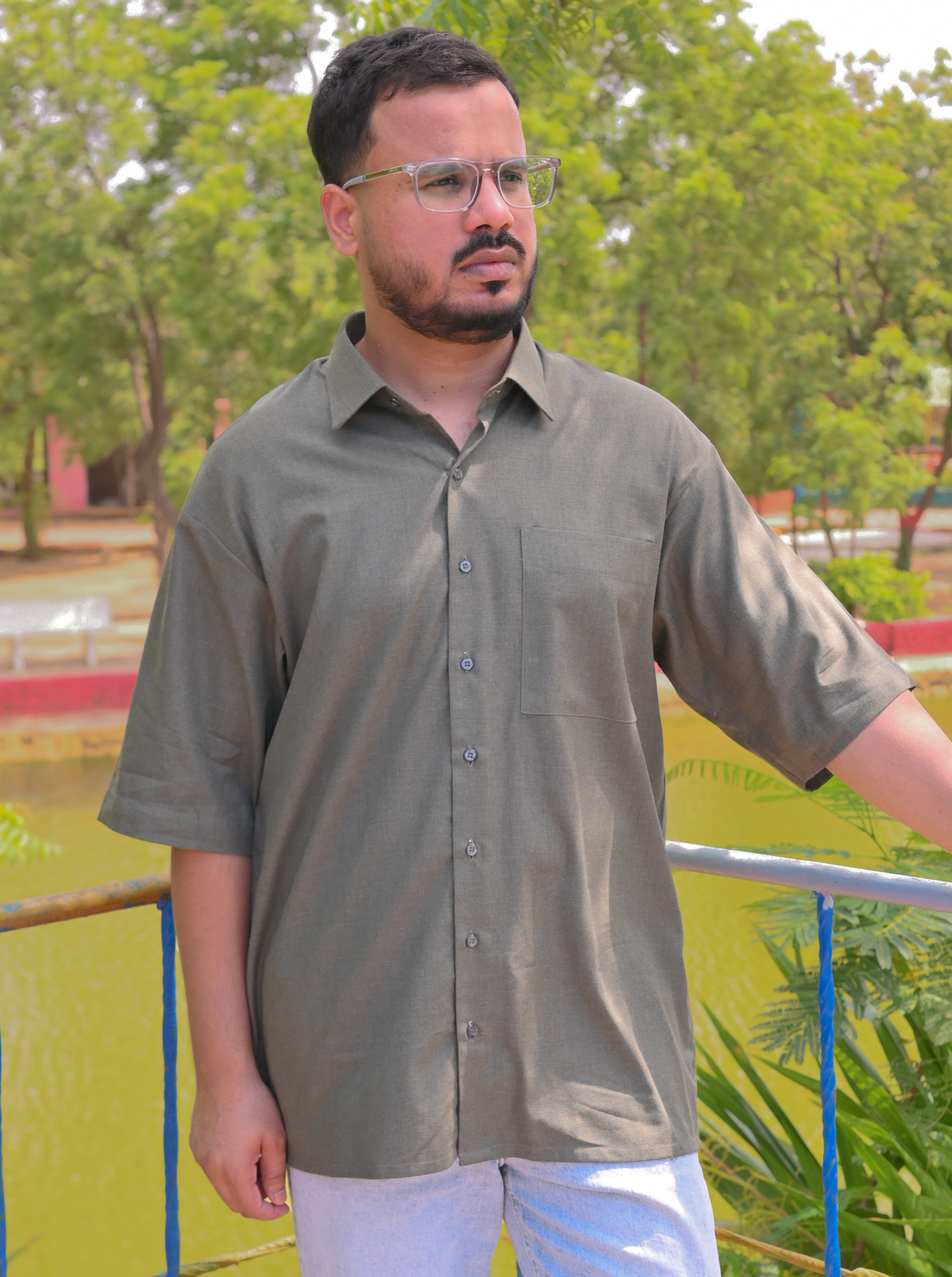 Essential Olive Brown - Solid - Relaxed Fit Men's Shirt