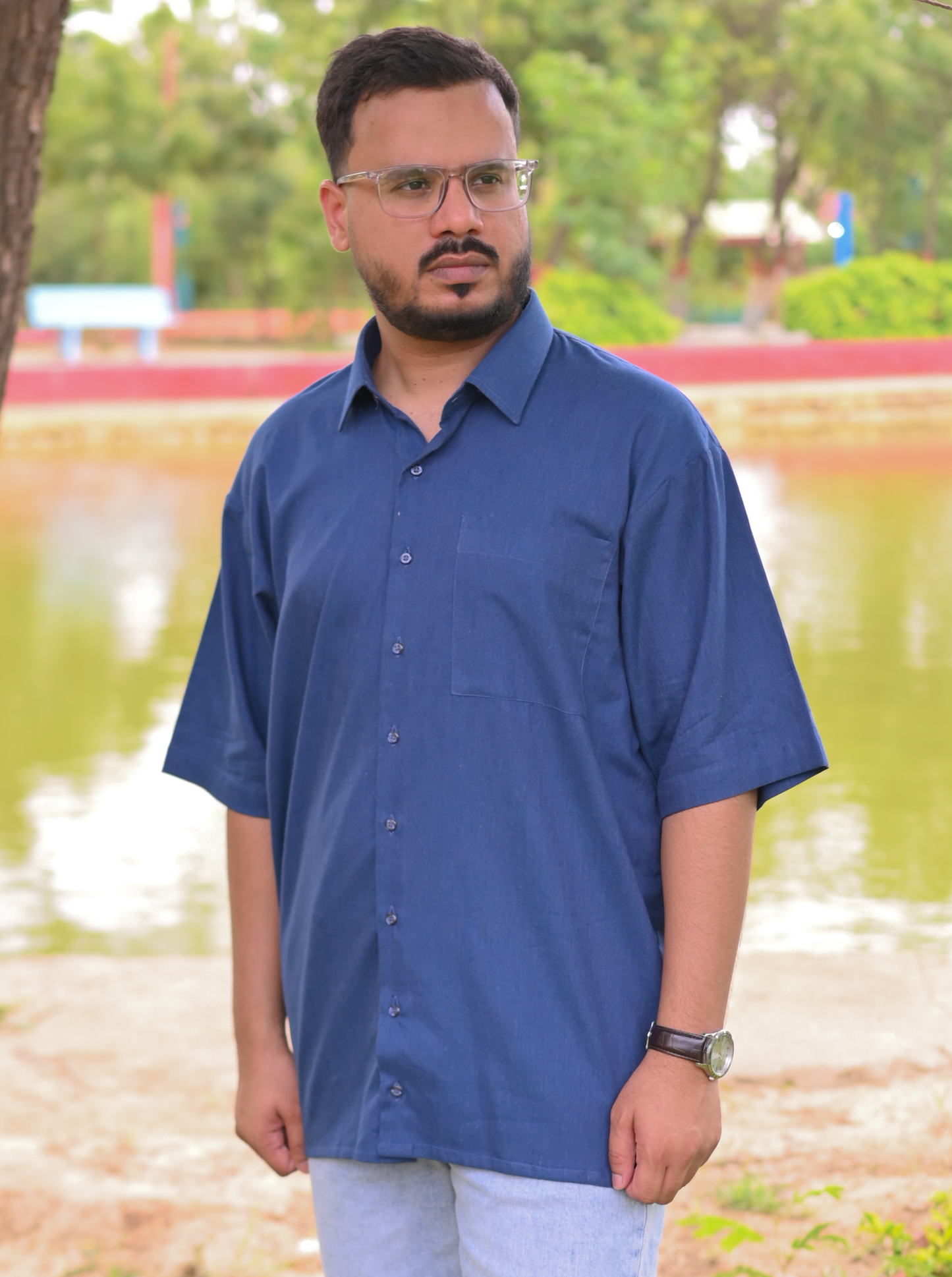 Essential Peacock Blue - Solid - Relaxed Fit Men's Shirt